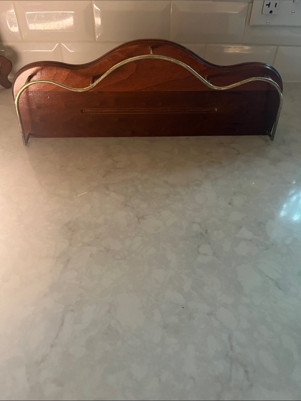 Vintage Home Interiors Brown brass Wood Shelf w/ plate groove ready to hang - Picture 6 of 8